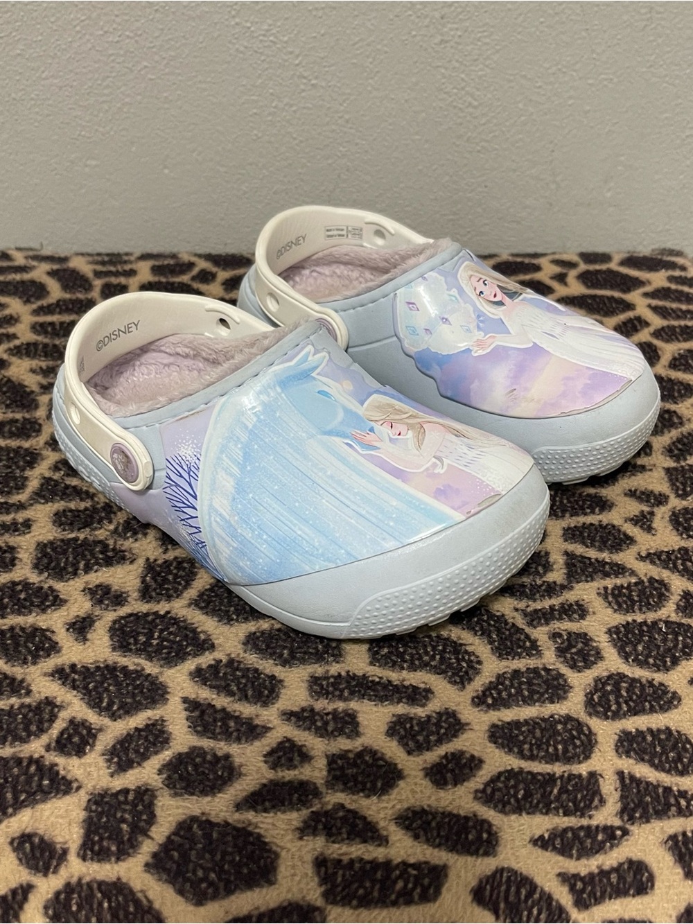 Crocs Disney Frozen II Convertible Slip On Clogs Blue Patterned Girls C12